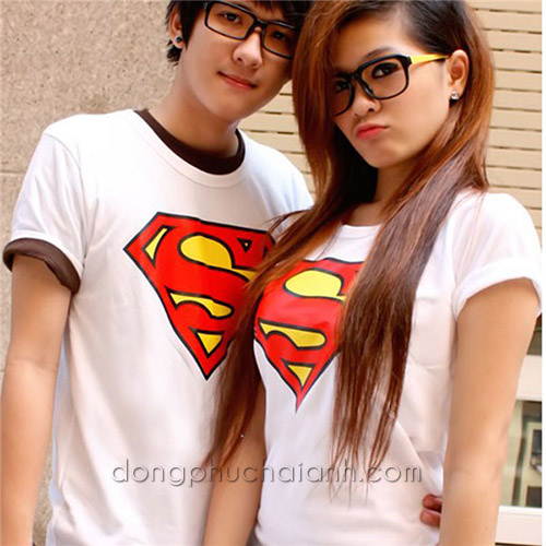 Mẫu áo đôi tình yêu in hình Super man