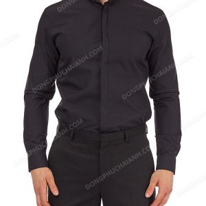 Mẫu đồng phục áo sơ mi nam công sở màu đen.