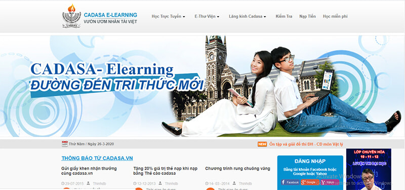 Website dạy học toán online Cadasa.vn
