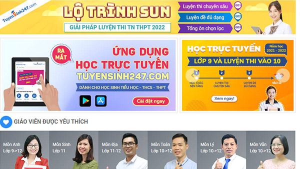 Trang web học toán online Tuyensinh247.com