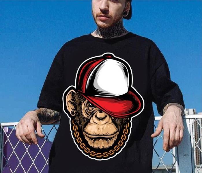 Áo lớp màu đen hình con khỉ phong cách hiphop