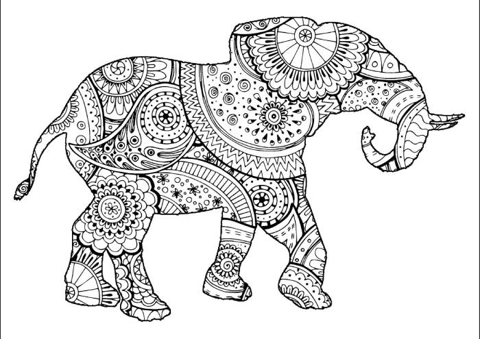 Hình ảnh voi được thiết kế hoa văn đầy nghệ thuật