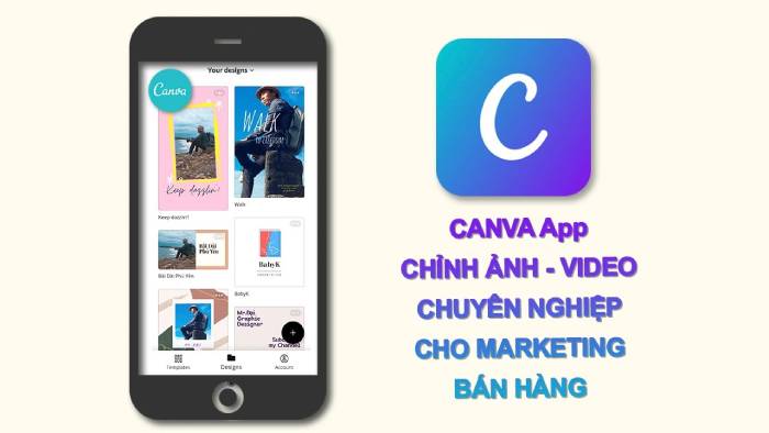 Ứng dung Canva trên điện thoại dùng để thiết kế áo lớp