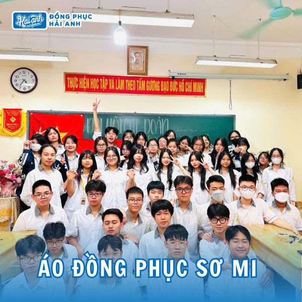 Kiểu áo sơ mi đồng phục trường Đống Đa tinh tế