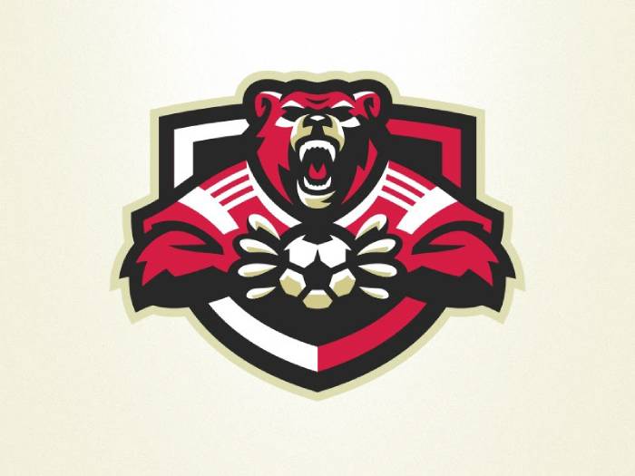 Mẫu logo hình gấu với sắc trắng - đỏ đan xen