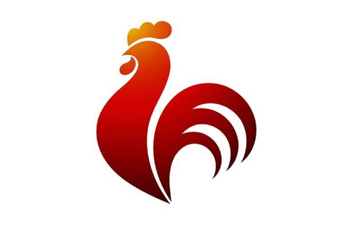 Logo hình con gà trống màu Ombre đỏ