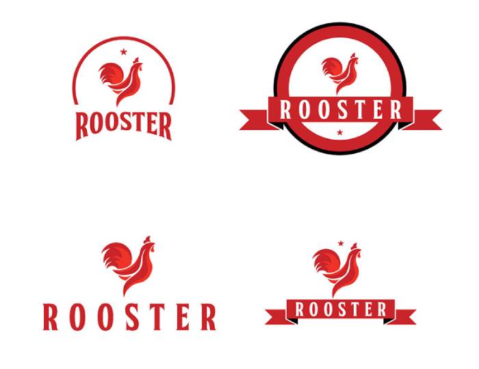 Thiết kế logo hình con gà trống hình tròn thiết kế đơn giản