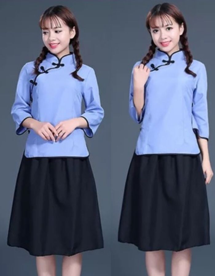 Đồng phục học sinh Trung Quốc với gam màu xanh nổi bật