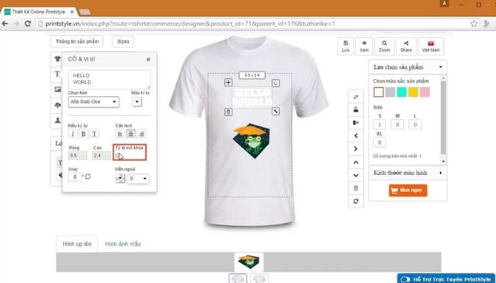 Phần mềm thiết kế áo thun online Printstyle