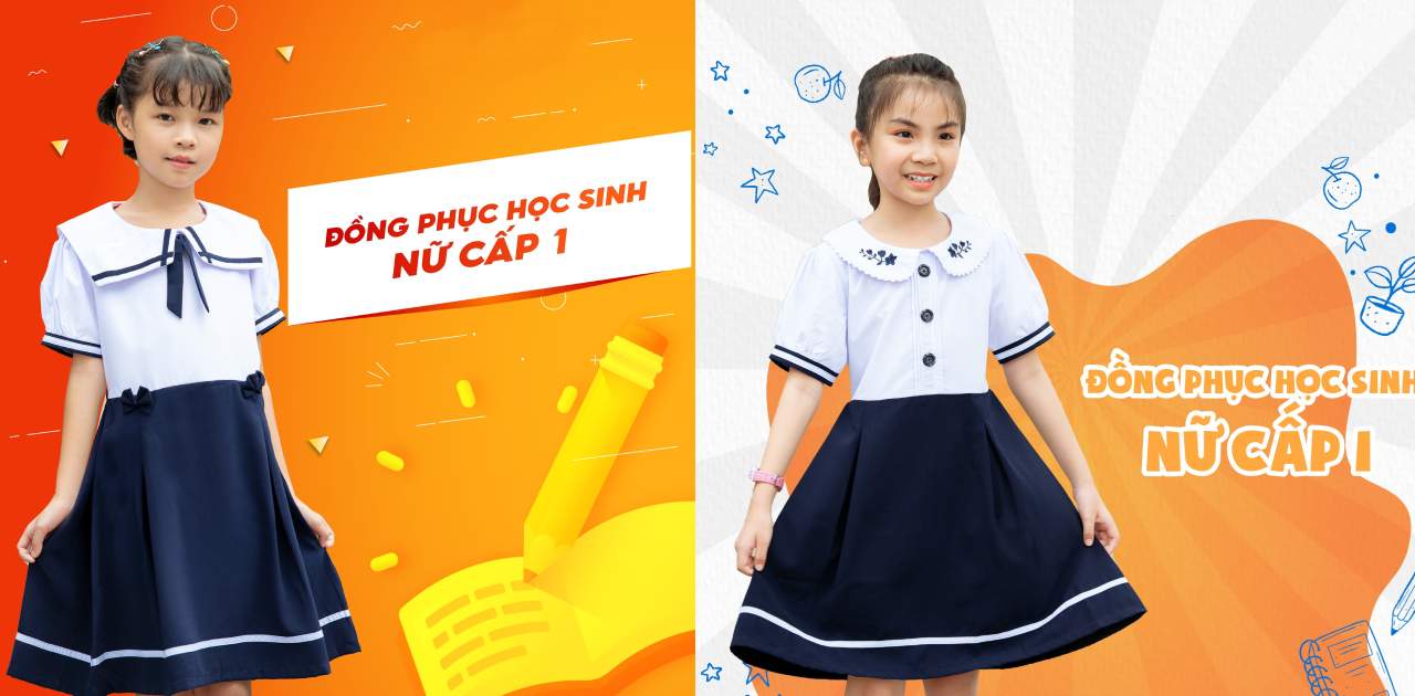 Mẫu đồng phục học sinh nữ tiểu học đẹp may sẵn giá rẻ TPHCM quận Bình