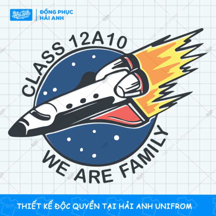 Logo áo lớp hình máy bay Class 12A10 - We are family