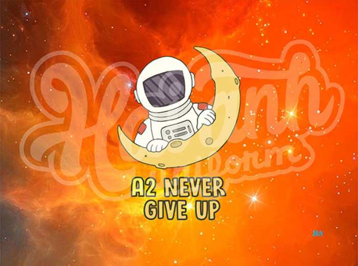 Mẫu hình in vũ trụ slogan Never Give Up