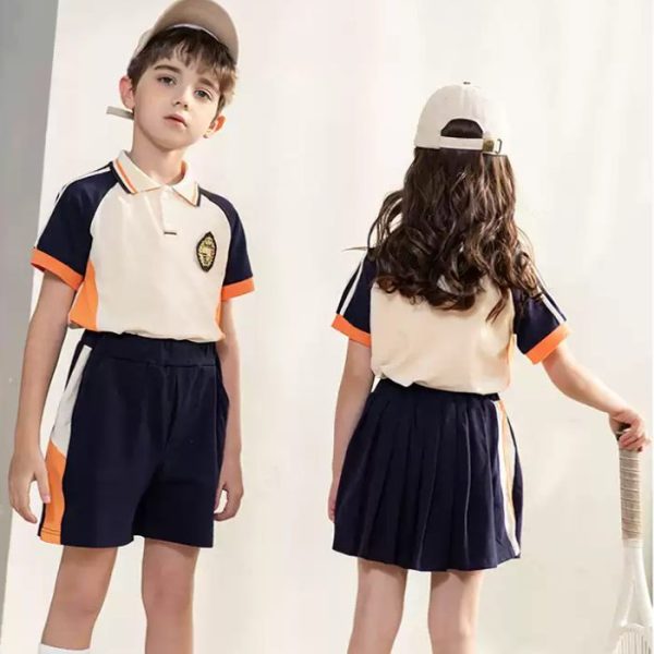 Mẫu áo polo đồng phục học sinh tiểu học màu nâu tanin may tại thương hiệu Hải Anh
