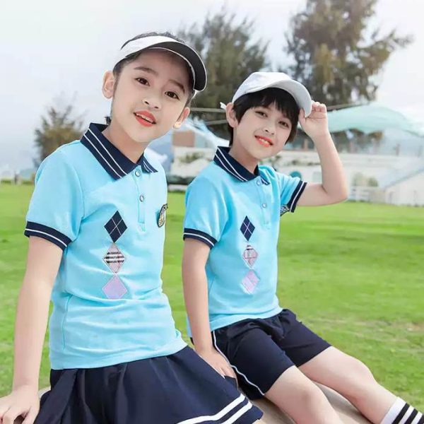 Mẫu áo polo đồng phục học sinh tiểu học màu xanh ngọc