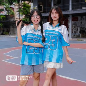 Mẫu áo lớp Polo Oversize Classmate màu xanh Ya