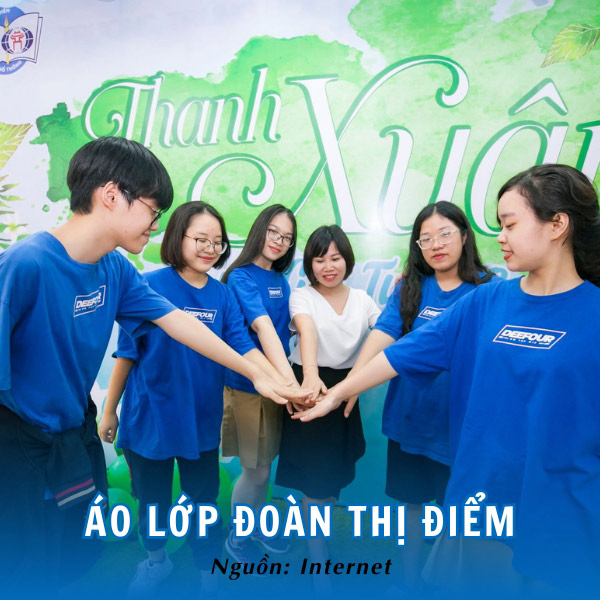 Kiểu dáng năng động, trẻ trung của áo lớp màu xanh trường THPT Đoàn Thị Điểm