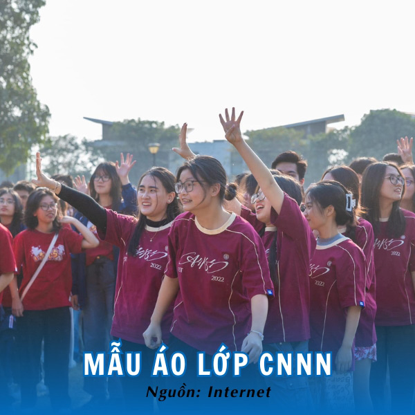 Mẫu áo lớp CNNN thun cổ tròn có lé nổi bật