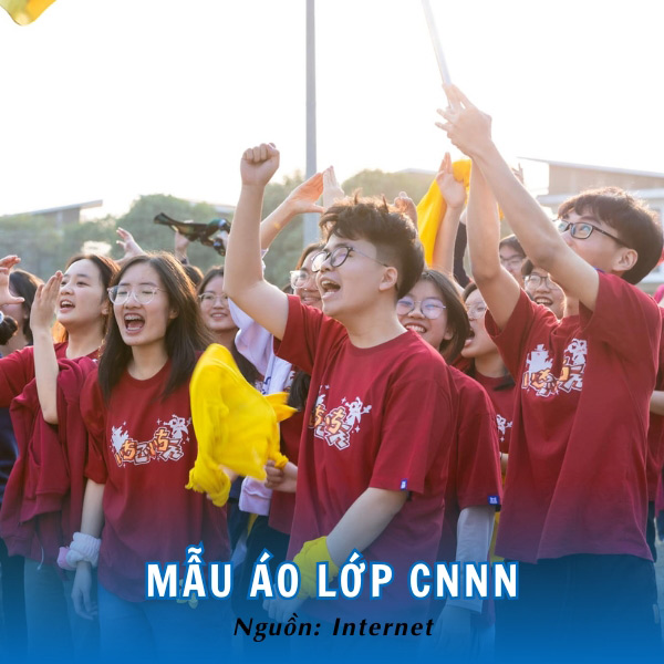 Mẫu áo lớp CNNN thun đỏ cổ tròn bắt mắt