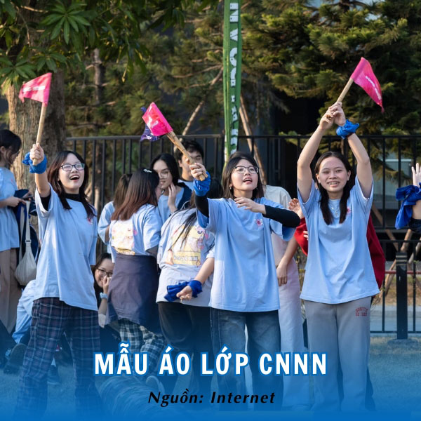 Áo lớp CNNN cổ tròn xanh dương năng động
