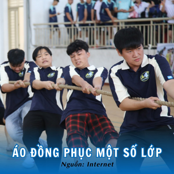 Áo đồng phục lớp polo xanh navy phối line trắng hiện đại