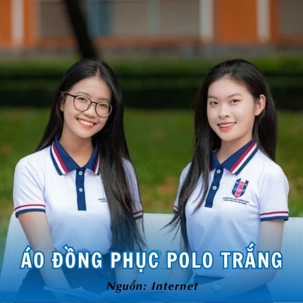 Áo đồng phục polo trắng trang nhã của ĐH Ngân hàng