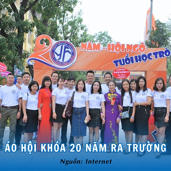 Áo hội khóa 20 năm ra trường Yên Hoà màu trắng trang nhã, lịch sự và trẻ trung