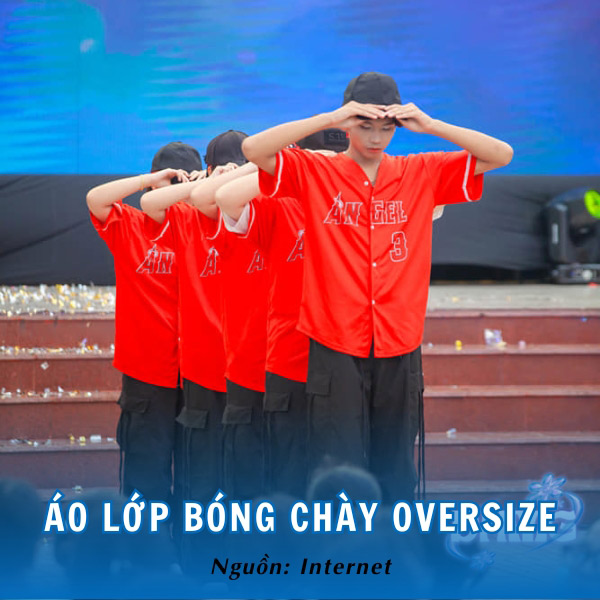 Áo đồng phục lớp kiểu bóng chày oversize đỏ chất lừ