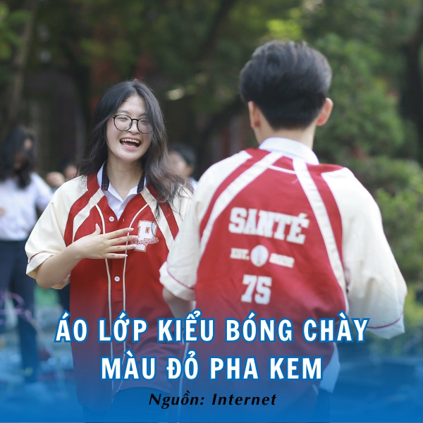 Áo lớp kiểu bóng chày màu đỏ pha kem thời thượng