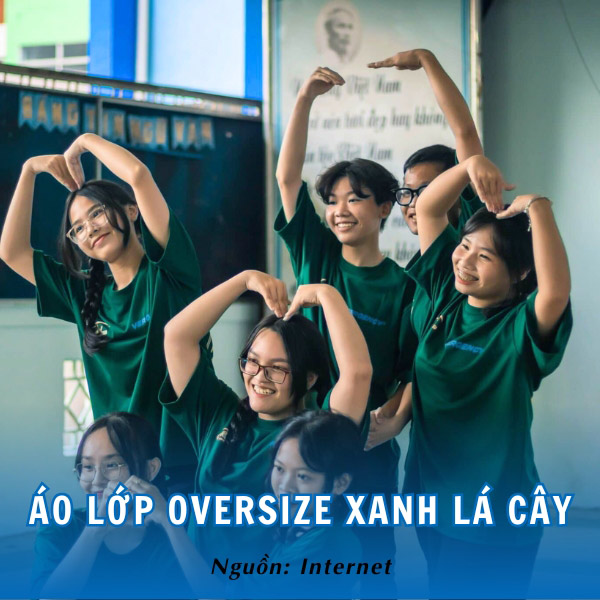 Áo lớp oversize xanh lá cây ấn tượng, cá tính