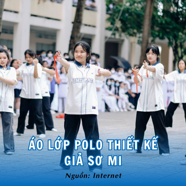 Áo lớp polo thiết kế giả sơ mi thiết kế tinh tế, thanh lịch