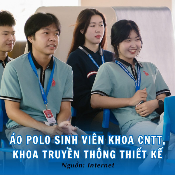 Áo polo xanh pastel sinh viên Khoa CNTT, Khoa Truyền thông thiết kế