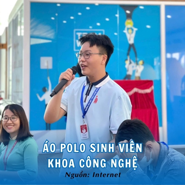Áo polo sinh viên Khoa Công nghệ xanh dương nhạt độc đáo