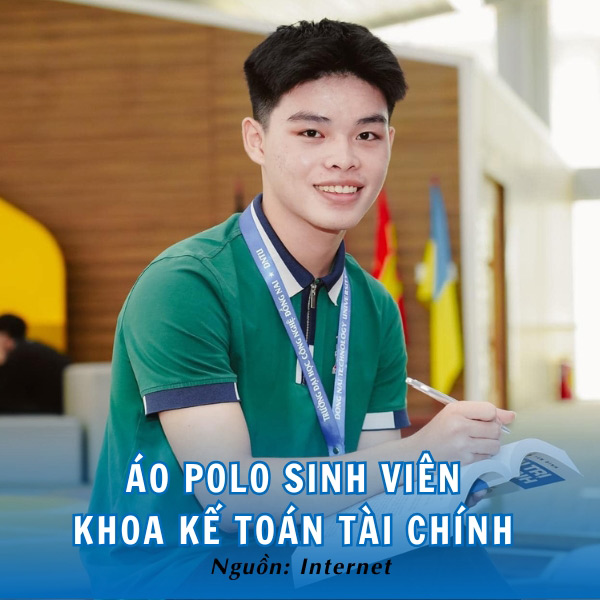Áo polo sinh viên Khoa Kế toán Tài chính xanh cổ vịt cuốn hút