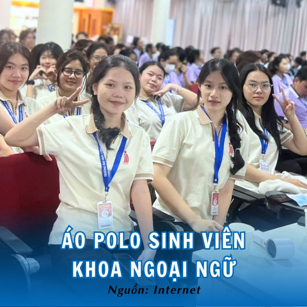 Áo polo sinh viên Khoa Ngoại ngữ vàng kem dịu nhẹ, thanh lịch