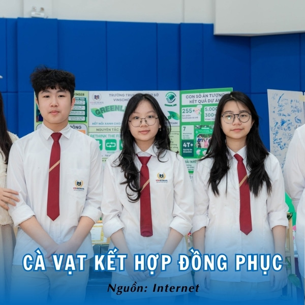 Cà vạt kết hợp đồng phục Vinschool bắt mắt, sang trọng