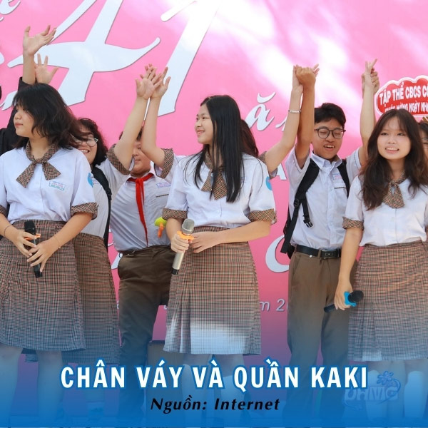 ĐP trường THPT Diên Hồng chân váy và quần kaki thanh lịch