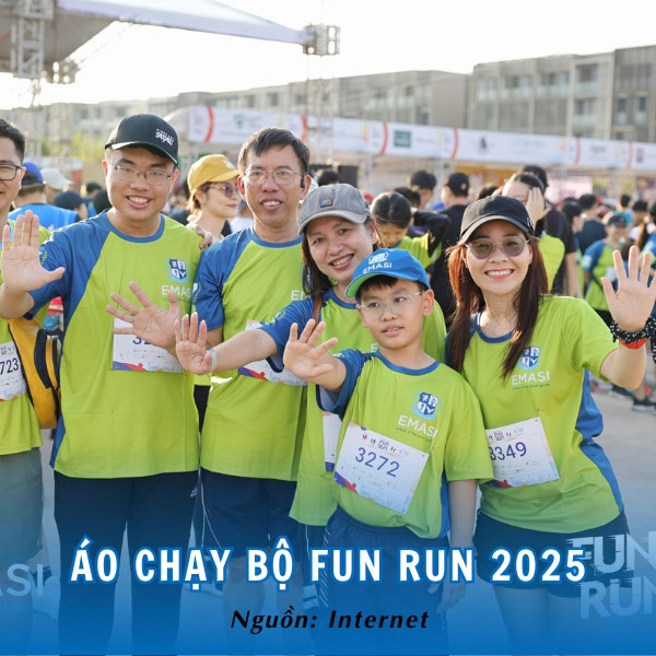 Mẫu áo chạy bộ FUN RUN 2025 màu xanh bắt mắt