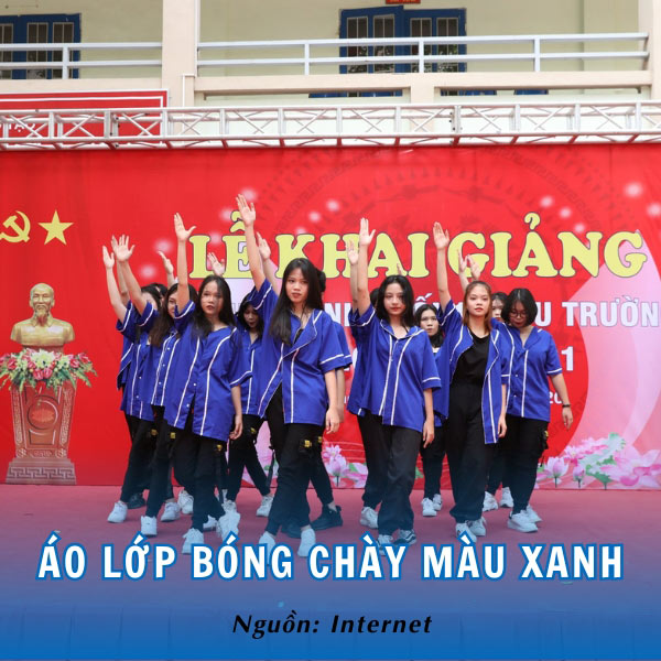 Đồng phục lớp kiểu bóng chày màu xanh cá tính, chất ngầu