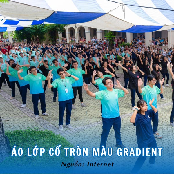 Áo lớp cổ tròn màu gradient thời thượng, ấn tượng