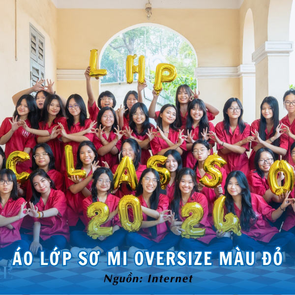 Áo lớp oversize màu đỏ độc đáo, ấn tượng
