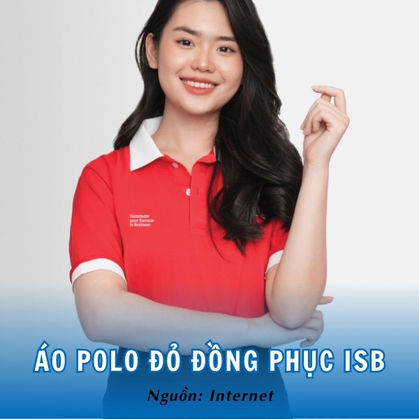 Áo polo đỏ đồng phục ISB Đại học Kinh tế TP HCM bắt mắt, năng động