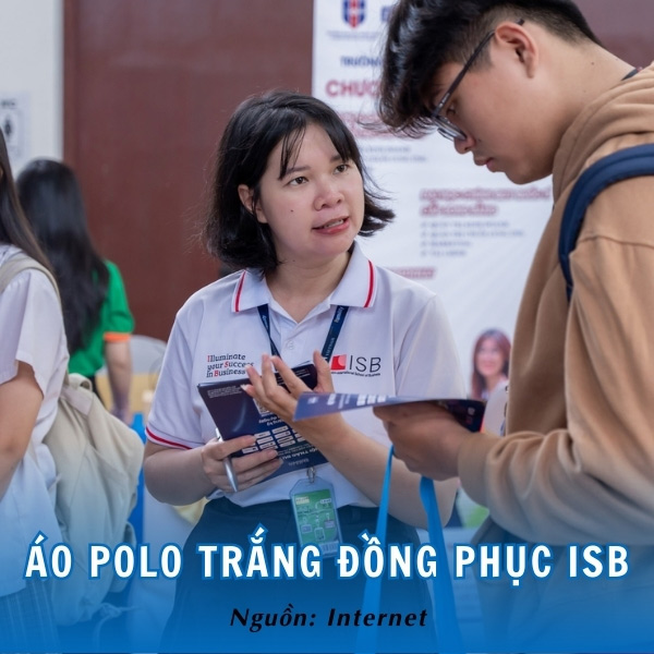 Áo polo trắng đồng phục ISB thanh lịch, trẻ trung